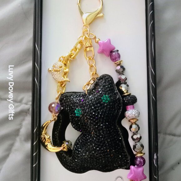 NWT Eye Candy Los Angeles VIRAL Halloween Black Cat Bag Charm/Keychain - Picture 1 of 2